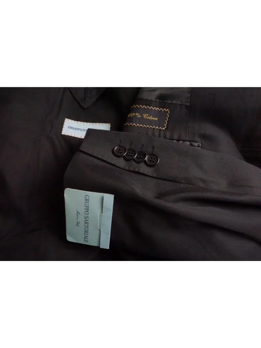 Gruppo Sartoriale Navy Blue Cotton 2 Pc Suit Jacket Pants Sz 52 EU BRAND NEW